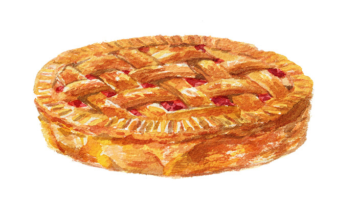 チェリーパイの水彩イラスト Cherry pie