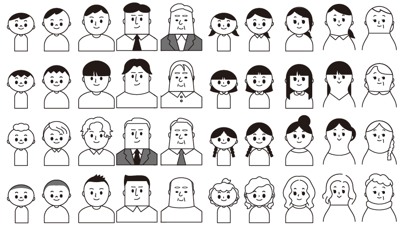 老若男女アイコンイラスト